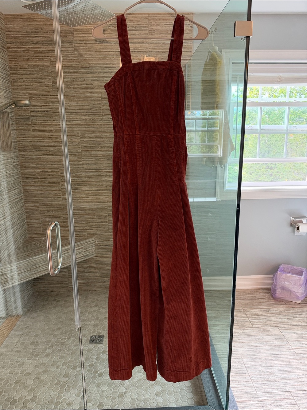 Women's Corduroy Wide-Leg Jumpsuit in Deep Burgundy